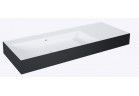 Umývadlo stenová ľavé 120.5x45.5cm, Elita Solid-Surface, biely matnéný/čierna matnéný