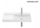 Umývadlo stenová Roca One, pravé, 80x46cm, z prepadom, s otvorom na batérie, S povrchom Superglaze - biela