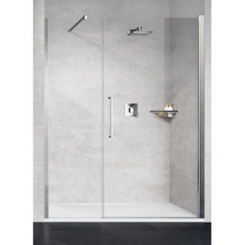 Dverí sprchové do niky Novellini Young 2.0 1BS skladacie, zakres regulacji 77-81 cm, profil chróm, sklo číre, pravé