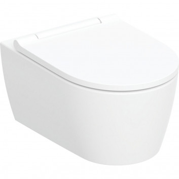 Závesné wc WC Geberit ONE, TurboFlush, s sedadlom klozetovým, panel dekoračný: lesklý chróm