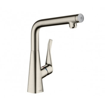 Drezová batéria Hansgrohe Talis M54, páková 210, výsuvná sprcha, 2jet - brúsená oceľ finish
