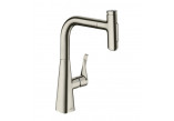 Drezová batéria Hansgrohe Metris Select M71, páková 320, výsuvná sprcha, 2jet, sBox - brúsená oceľ finish
