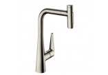 Drezová batéria Hansgrohe Metris Select M71, páková 240, výsuvná sprcha, 2jet, sBox - brúsená oceľ finish
