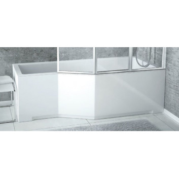 Vaňa asymetrická ľavé Besco Integra 150x75cm + zástena 3-skrzydłowy, biela