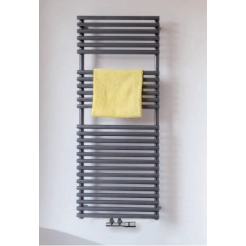 Radiátor Zehnder Charleston Bar 149,2 x 48,5 cm, verzia 2-stĺpcová, z chromovaným držiakom na ručníky - biely