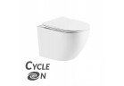 Závesné wc Laveo Desna CycleOn 2.0, skrátené 49x36 cm, bezkołnierzowa, wirowa s pozvoľným sklápaním sedadlo Slim - biela