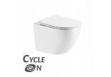 Závesné wc Laveo Desna CycleOn 2.0, skrátené 49x36 cm, bezkołnierzowa, wirowa s pozvoľným sklápaním sedadlo Slim - biela