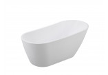 Vaňa voľne stojaca Besco Navia 150x80 cm Oválna biela, maskownica syfonu z prepadom biela