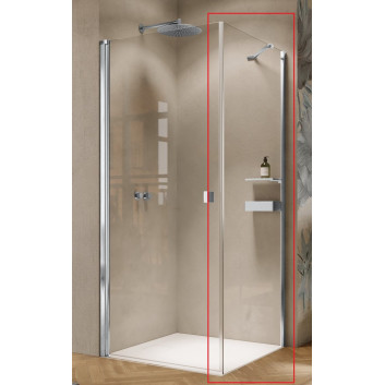 Krídlové dvere Huppe Solva čiastočne v ráme 4-uholník 80x200 cm, upevnenie ľavé, montáž na sprchovacej vaničke - sklo číre Anti-Plaque, profil chróm/strieborná lesklá