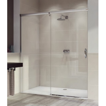 Dverí posuvné Huppe Aura Elegnace z 1 časti z stály segmentem, pravé, 90x200 cm, sklo číre, profil chróm/strieborná lesklá
