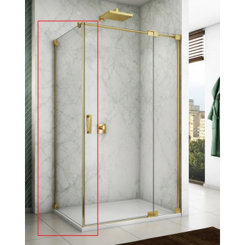 Dverí sprchové SanSwiss Cadura CA13 ľavé, 90x200 cm, krídlové s pevnou stenou w linii - sklo číre, profil zlatý