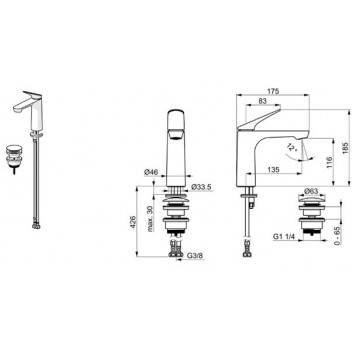 Umyvadlová batéria Oras Inspera, na postavení, výška 169mm, chróm