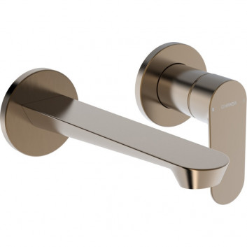 Umyvadlová batéria HansaGenesis, prvok na stěnu, výtokové rameno 20,3 cm - brúsená oceľ