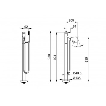 Umyvadlová batéria HansaGenesis s bočnou pákou zmiesavača, na postavení, páková - chróm