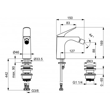 Umyvadlová batéria HansaGenesis, na postavení, páková - chróm