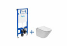 Súprava podomietkový Roca DUPLO ONE + misa WC závesné GAP SQUARE COMPACTO RIMLESS s pozvoľným sklápaním sedadlo SLIM, biela
