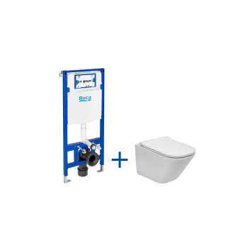 Súprava podomietkový Roca DUPLO ONE + misa WC závesné GAP ROUND COMPACTO RIMLESS s sedadlom SLIM, biela