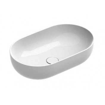 Umývadlo na postavenie na dosku Catalano Sfera Oválna 60x42 cm, bez otvoru pre batériu, bez prepadu - biely lesklá