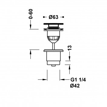 Odtok umývadlový Tres, click-clack, 63mm, 24-K zlato matowe