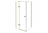 Sprchový kút obdĺžniková Besco Pixa Gold, 90x90x195 cm, ľavé, sklo číre, profil zlatý