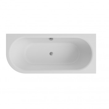 Vaňa voľne stojaca Besco Avita A-line z z prepadom szczelinowym, so sifónom a zátkou klik-klak 160x75cm, ľavé, akrylová, biela