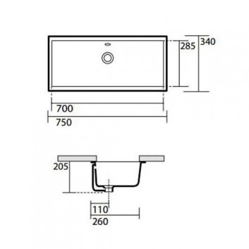 Umývadlo pod dosku Kerasan Lavabi D'Arredo 75x34x20,5 cm, biela- sanitbuy.pl