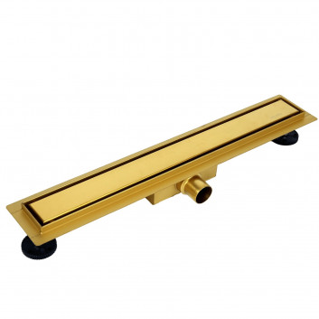 Žľab podlahový Balneo Duplex Next Gold 90 cm, dwustronny, s nehrdzavejúcej ocele szczotkowanej, z niskim syfonem i głębokim osadnikiem - zlatý 