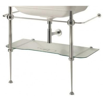 Konsola podłogowa, kovová z skleněná policou pod umywalkę, KERASAN WALDORF - Biely/Bronzo