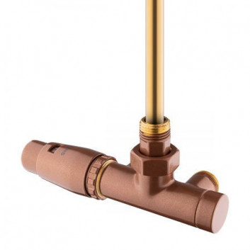 Súprava s termostatom Oltens Varmare Ventil radiatorový z trójnikiem, pravé - miedź szczotkowana