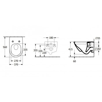 Misa na postavení WC Villeroy&Boch Subway 3.0, 60x37cm, bez kołnierza, TwistFlush, AntiBac, Weiss Alpin CeramicPlus