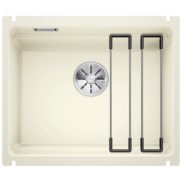 Drez keramický Blanco Etagon 500-U 54x45,6 cm jednokomorowy, Keramický PuraPlus s uzáverom InFino plus szyny - biely lesklá 525149 