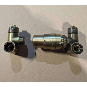 Súprava ventilov Imers termostatických osiowych kątowych, pravé - starý mosadz