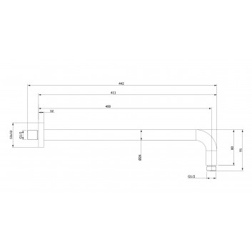 Rameno sprchové nástenné Omnires, 40cm, chróm