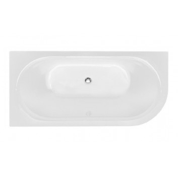 Vaňa voľne stojaca Besco Avita A-Line, akrylová, pravé 170x75 cm, prístenná, sifón z napełnieniem przez prepad biely McAlpine czyszczony od góry - vonku biely lesklá, wewnątrz biely lesklá