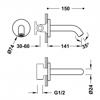 Tres Výtokové rameno stenová vo farbe chróm, 21018107