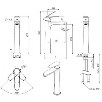 Umyvadlová batéria Gedy Como na postavení, páková - chróm