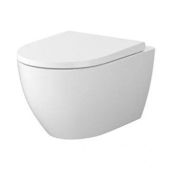 Misa WC Závěsná Cersanit Zen 35,5x52,5 cm, bez kołnierza, spłukiwanie wirowe s pozvoľným sklápaním sedadlo - biely lesklá