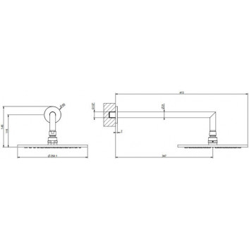 Horná sprcha Gessi Anello, okrúhla, 250mm, regulowana, s ramenom nastenným 358mm - Copper Brushed PVD