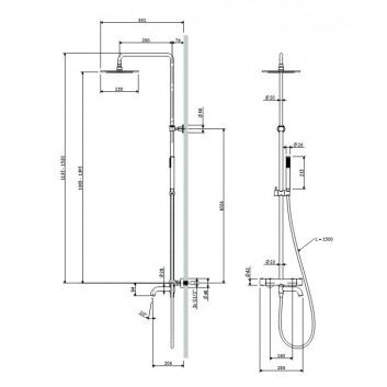 Omnires System vaňovásprchový, na stěnu, s termostatom