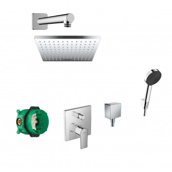 Sprchový set Hansgrohe WallStoris, na stěnu, Batéria termostatická, 1 wyjście vody, s košíkom, wieszakiem i suwakiem, čierna matnéný