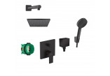 Sprchový set Hansgrohe WallStoris, na stěnu, Batéria termostatická, 1 wyjście vody, s košíkom, wieszakiem i suwakiem, čierna matnéný