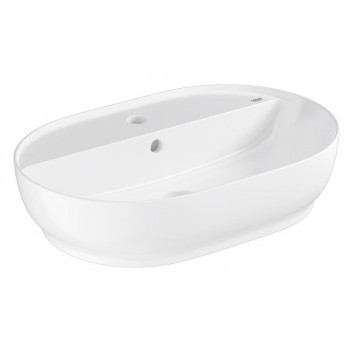 Umývadlo závesné Grohe Cube Ceramic, 60cm, z prepadom, otvor na batériu, alpská bielaa