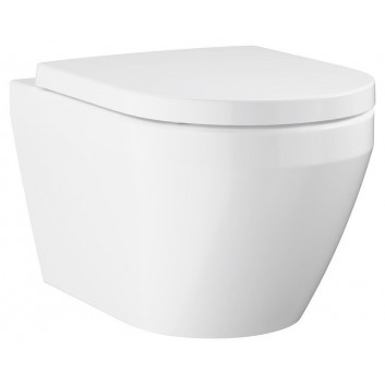 Závesné wc Grohe Euro Ceramic, 54x37cm, bezkołnierzowa s pozvoľným sklápaním sedadlo - alpská bielaa
