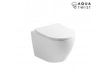 Misa WC Závěsná EMPORIA NOX 1.1, 53x36x32 cm, bez splachovacieho kruhu, system spłukiwania wirowego AquaTwist, s pozvoľným sklápaním sedadlo slim