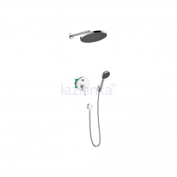 Sprchový set Hansgrohe WallStoris, na stěnu, Batéria termostatická, 1 wyjście vody, s košíkom, wieszakiem i suwakiem, čierna matnéný