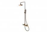 Sprchový set Kohlman Axel Brushed Copper s batériou termostatickou, na stěnu, okrúhla Horná sprcha 25 cm - szczotkowana miedź