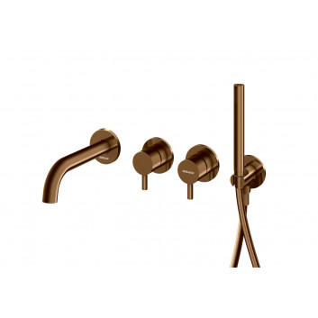 Batéria vaňová-sprchová Kohlman Axel Brushed Copper termostatická, na stěnu - szczotkowana miedź