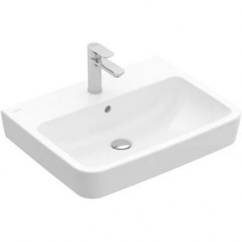 Umývadlo na postavenie na dosku Villeroy & Boch O.novo, 55x46cm, z prepadom, otvor na batériu, Weiss Alpin CeramicPlus