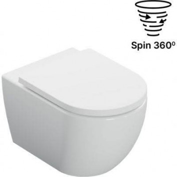 Závesné wc WC Excellent Doto S 49 cm, bez splachovacieho kruhu s pozvoľným sklápaním sedadlo - biely lesklá