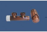 Súprava Schlosser Duo-Plex úhlový pravý, antyczna miedź + nypel 2szt. 1/2 x 3/4